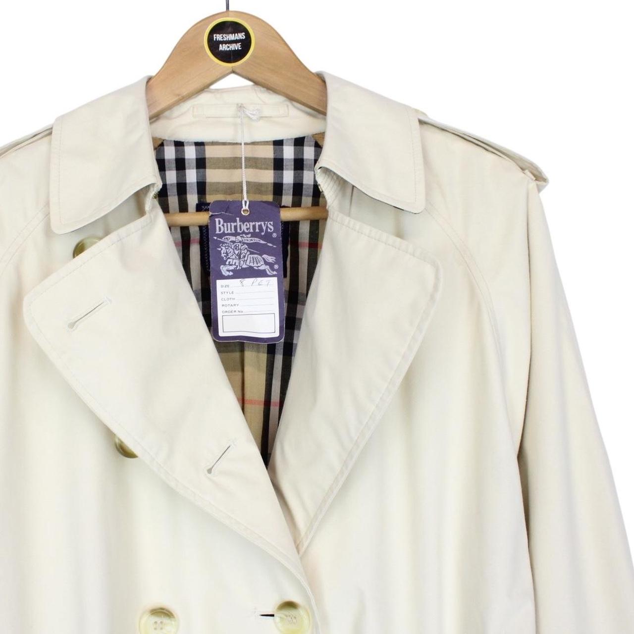 Vintage 90s Burberry Deadstock Cream Double Breasted Belted Trench Coat