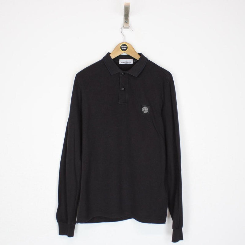 Stone Island Dark Grey Long Sleeve Compass Polo Shirt