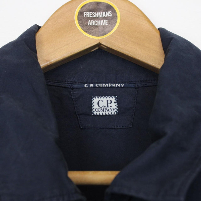 CP Company Navy Blue Full Zip Cotton Lens Overshirt