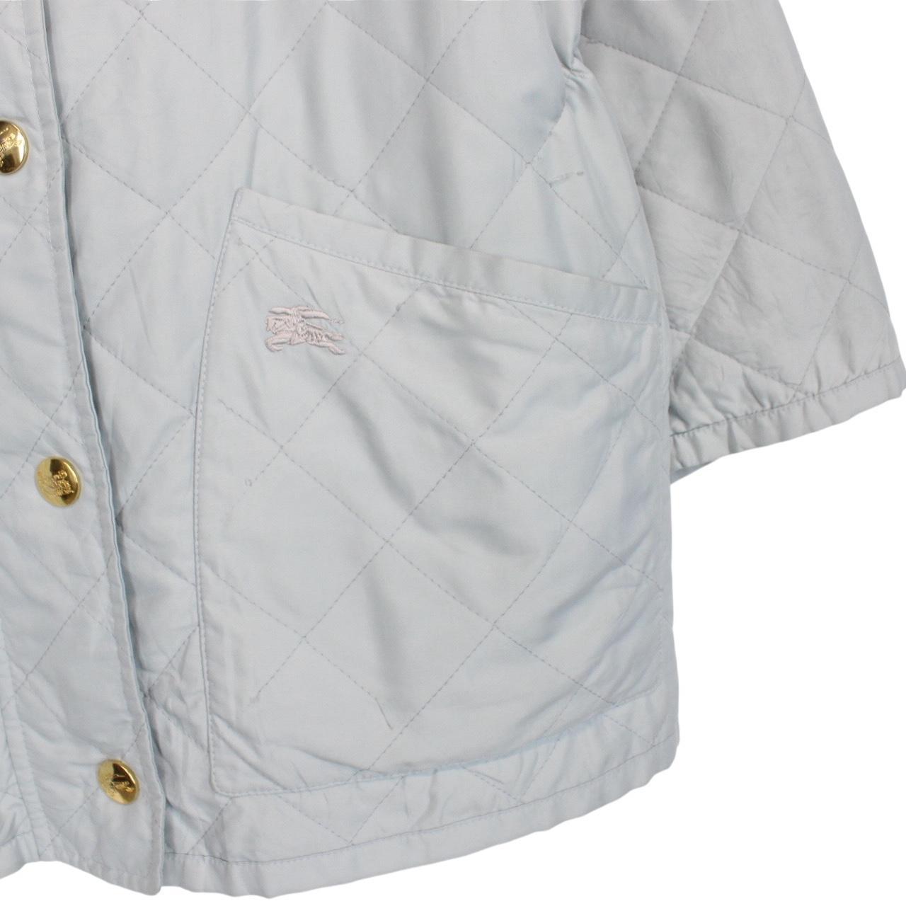 Vintage 90s Burberry Light Blue Nova Check Diamond Quilted Jacket