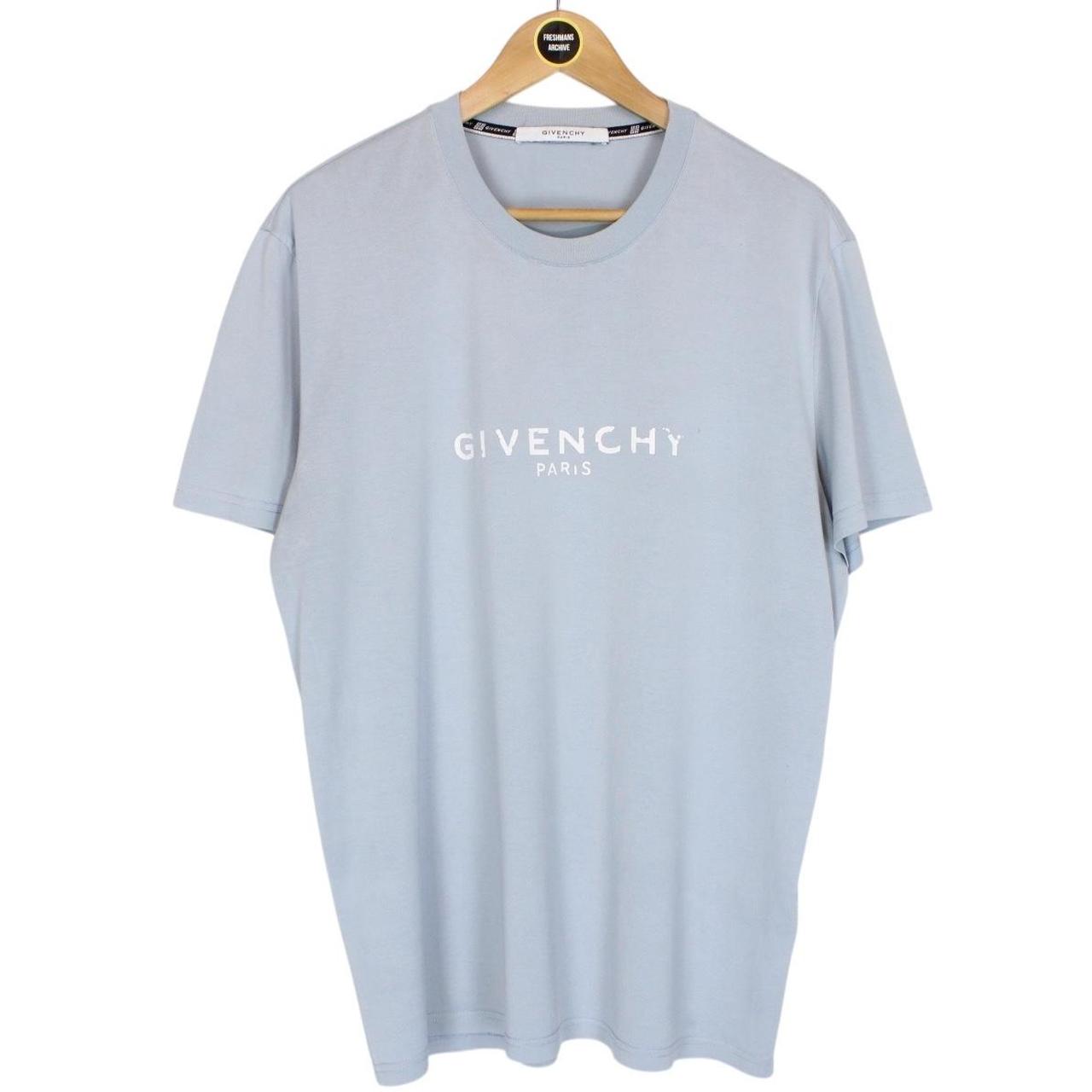 Givenchy Paris Light Blue Short Sleeve Faded Logo T-Shirt