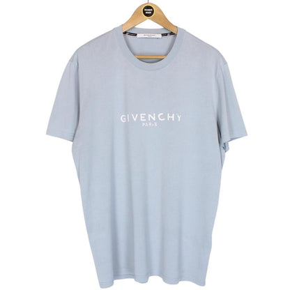 Givenchy Paris Light Blue Short Sleeve Faded Logo T-Shirt