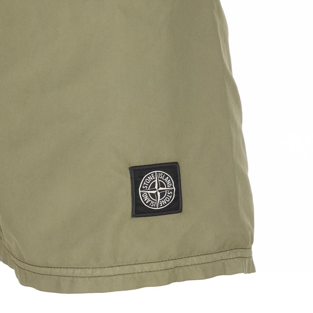 Stone Island SS26 Military Green Brushed Nylon Mid-Length Swim Shorts