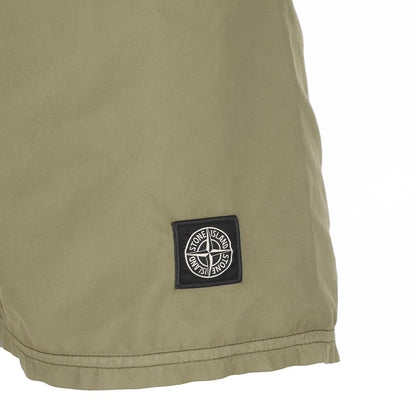 Stone Island SS26 Military Green Brushed Nylon Mid-Length Swim Shorts