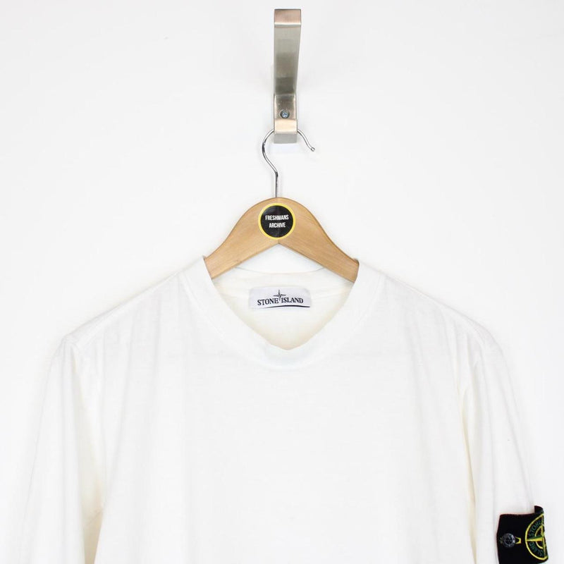 Stone Island White Long Sleeve Cotton T-Shirt