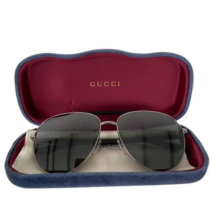 Gucci Black GG0014S-003 Ruthenium Aviator Sunglasses