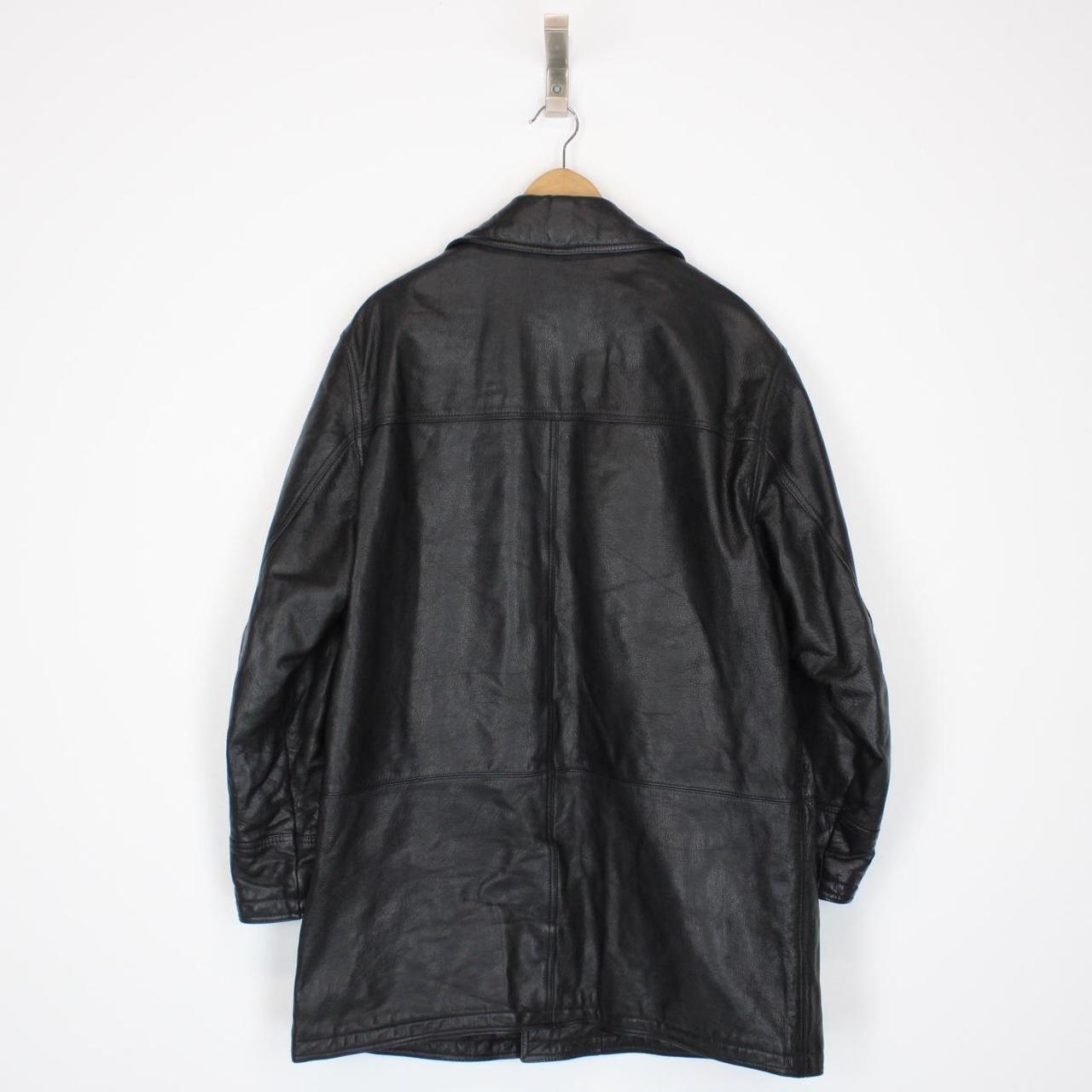 Vintage 90s Versace Classic Black Button Up Leather Coat