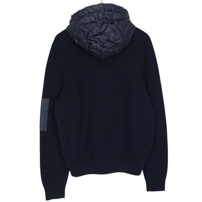 Missoni Navy Blue Quilted Shell Cotton Blend Full Zip Hooded Down Jacket