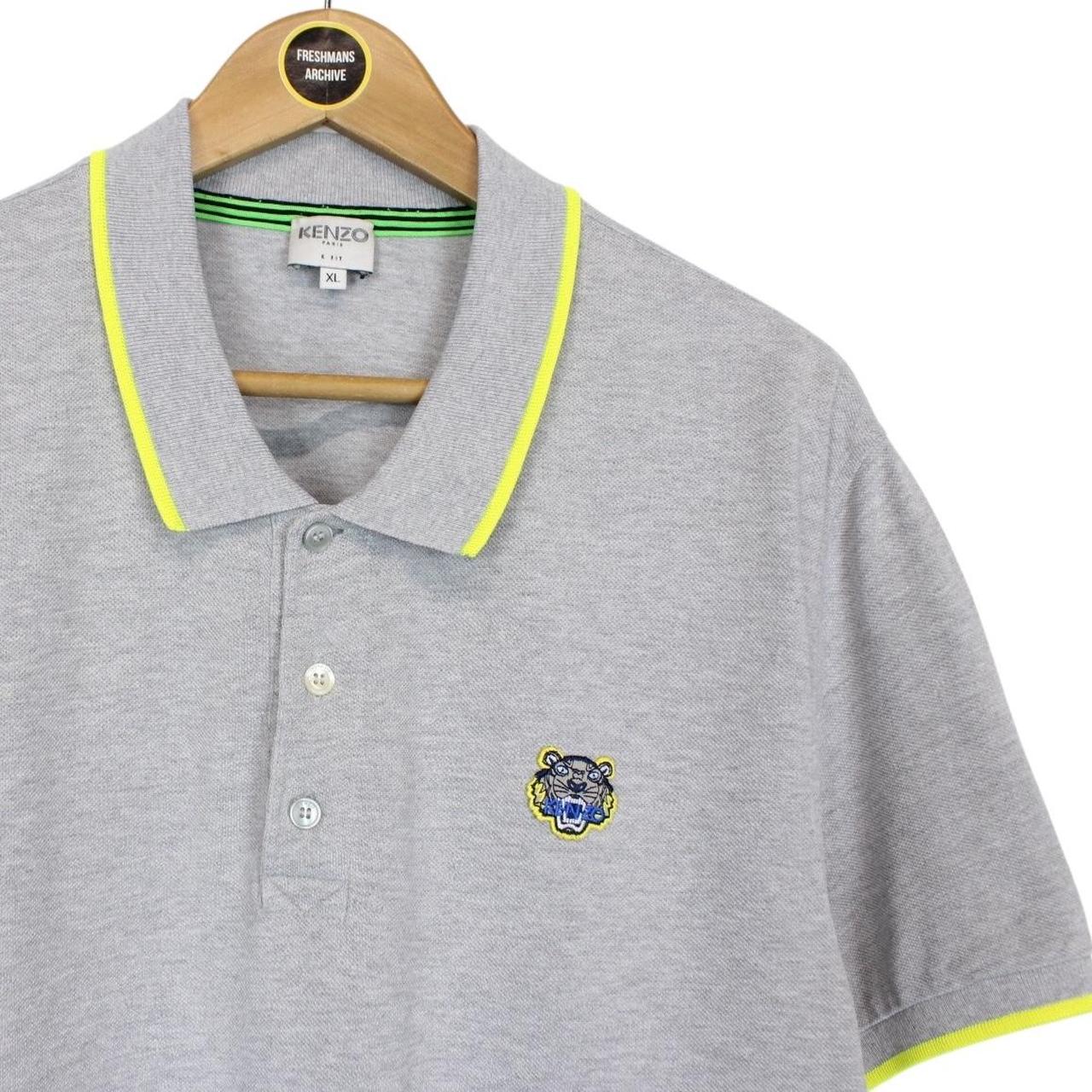 Kenzo Paris Grey Tiger Short Sleeve Cotton Polo Shirt