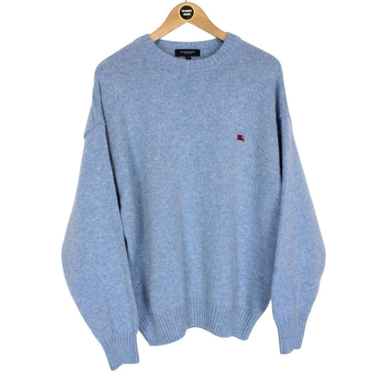 Vintage Burberry London Blue Wool Knit Jumper