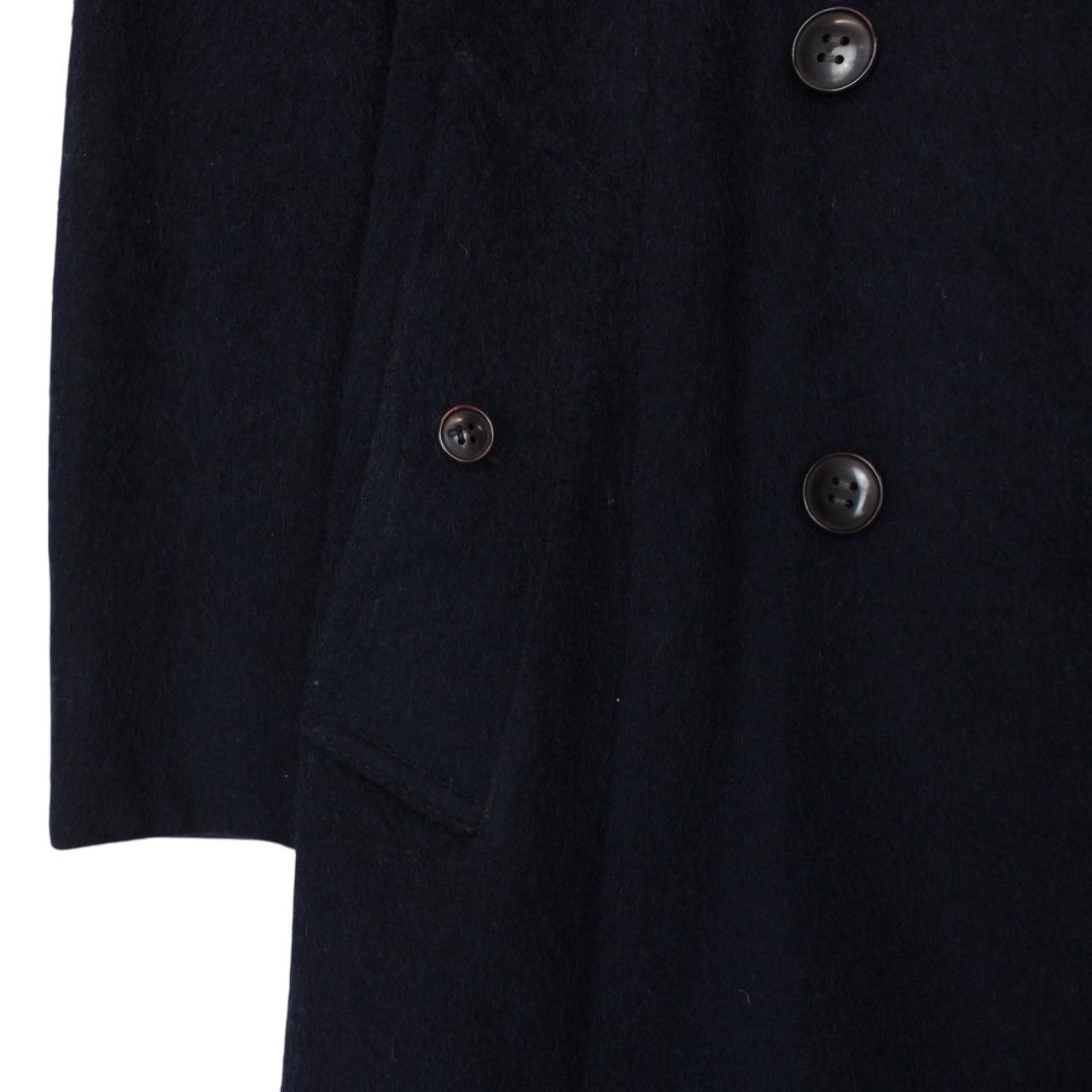Vintage 90s Burberry Navy Blue Virgin Wool Double Breasted Belted Coat