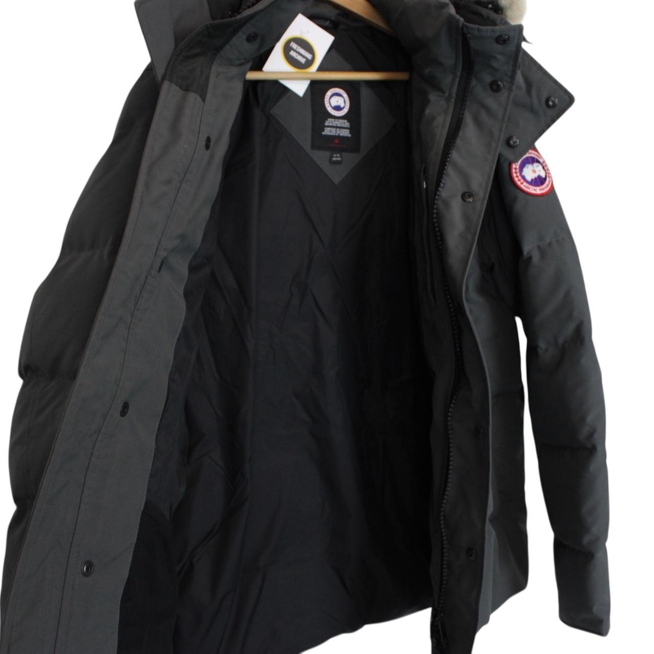Canada Goose Graphite Grey Wyndham Parka Down Jacket with Fur Trim
