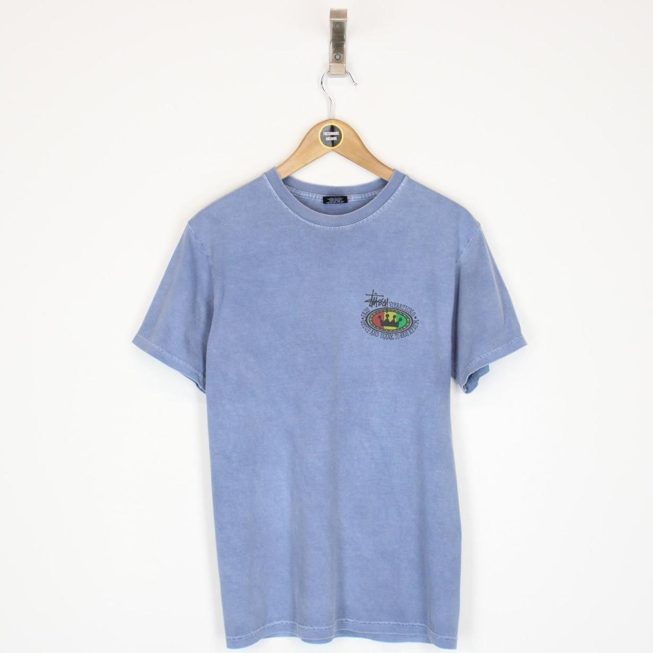 Stussy Blue Short Sleeve Rasta Print T-Shirt