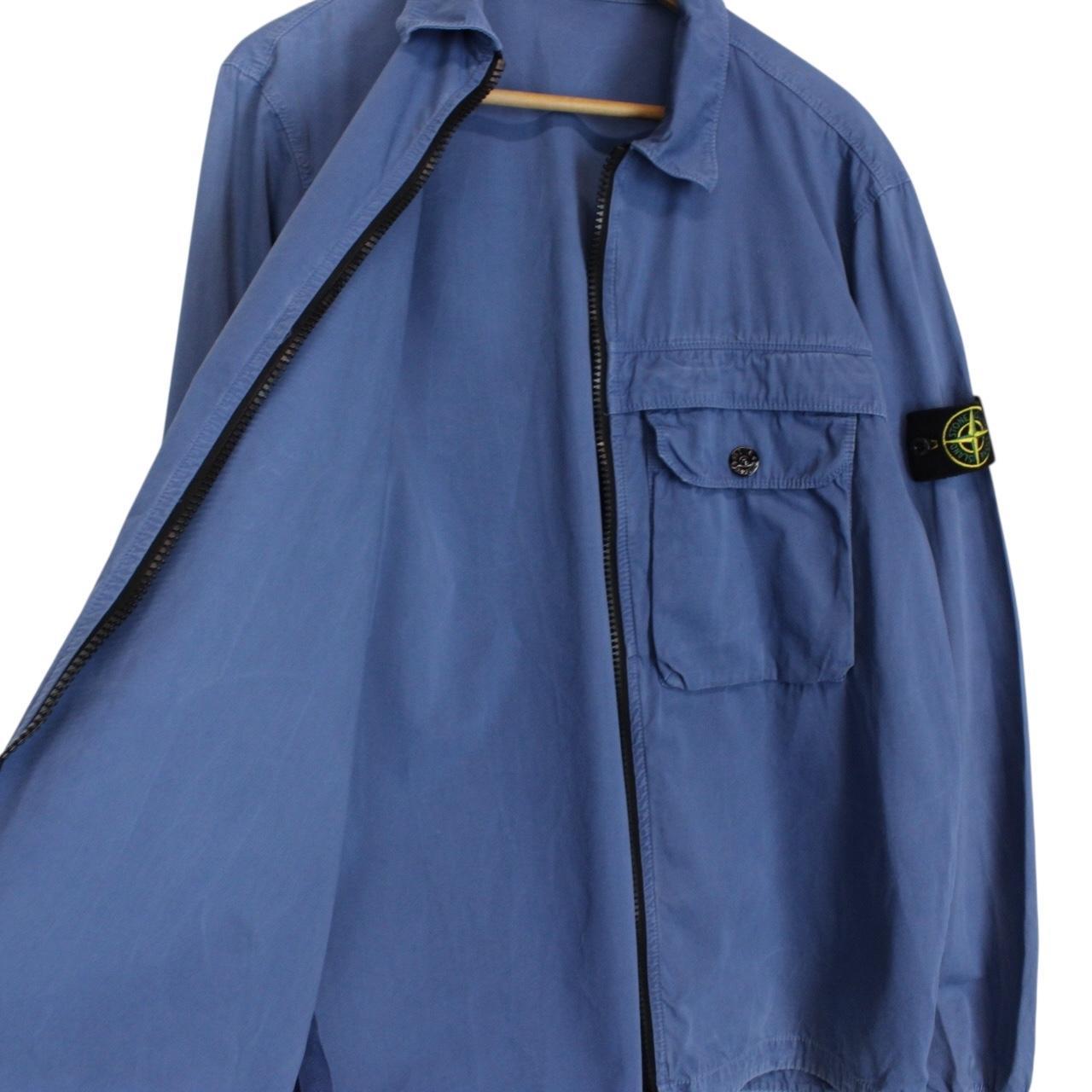 Stone Island AW 2020 Blue Full Zip Cotton Overshirt Jacket