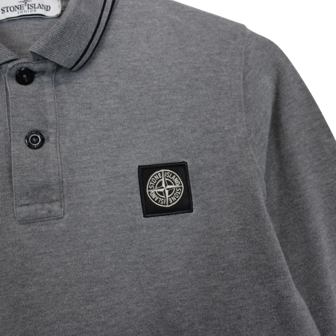 Stone Island Junior AW 2015 Grey Long Sleeve Compass Cotton Polo Shirt