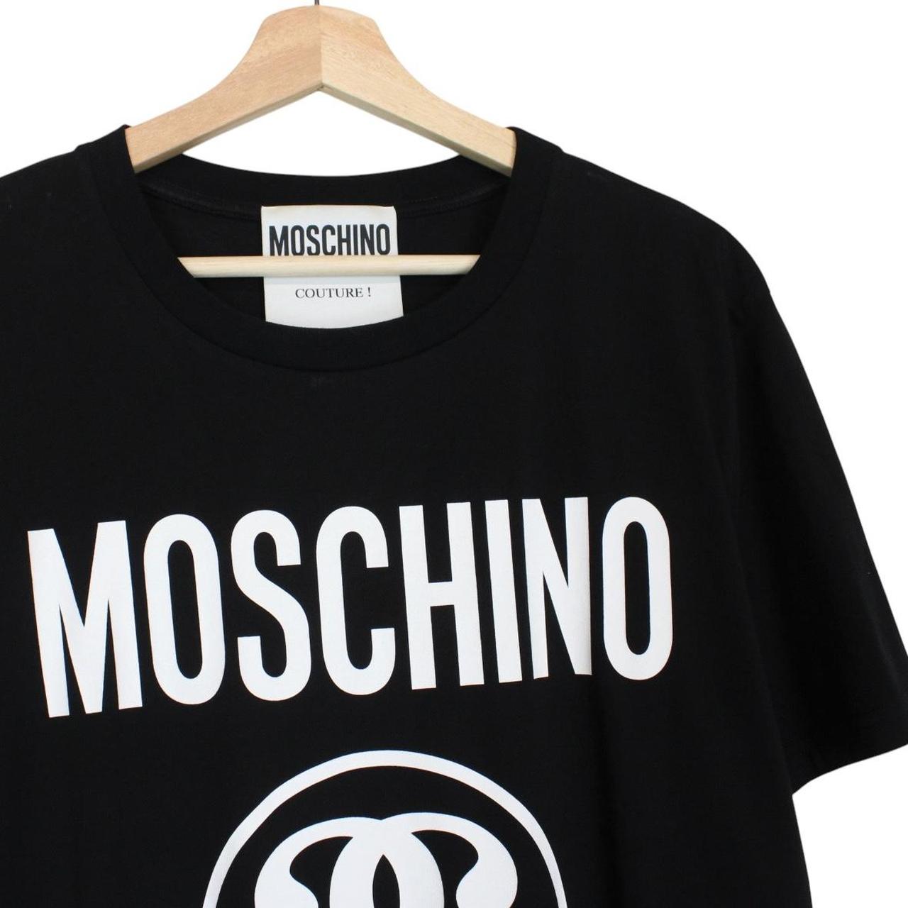 Moschino Black and White Short Sleeve Logo Print Cotton T-Shirt