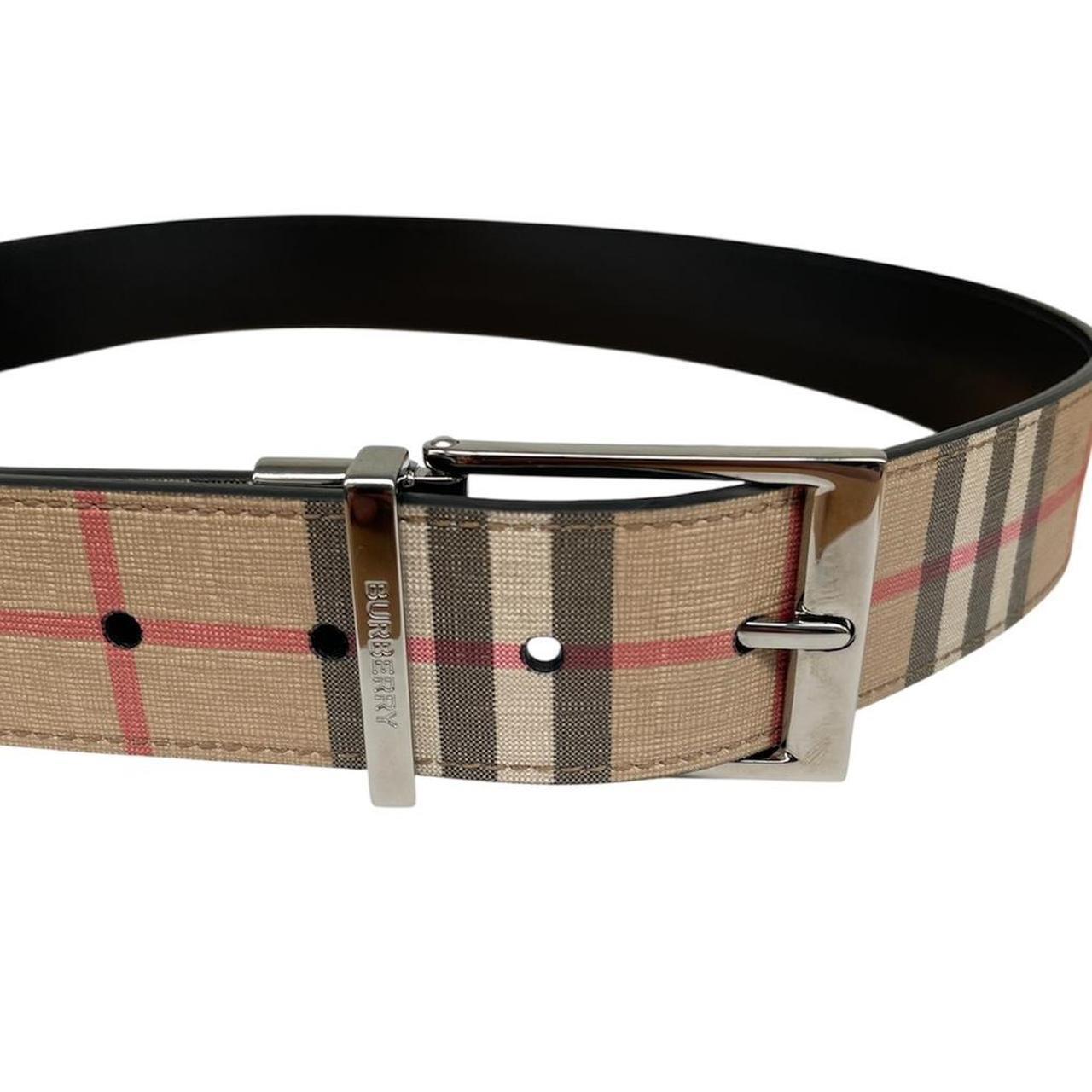 Burberry Beige and Silver Nova Check Belt
