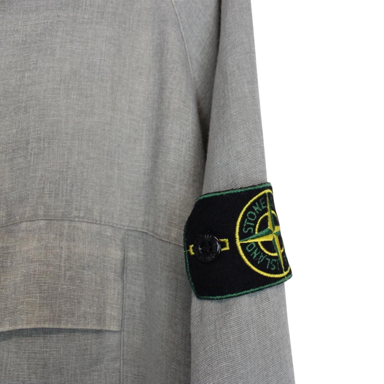 Vintage Stone Island SS 1999 Grey Green Edge Badge Hooded Cotton Smock