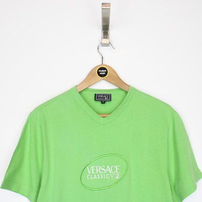 Vintage 90s Versace Classic Green Short Sleeve Cotton T-Shirt