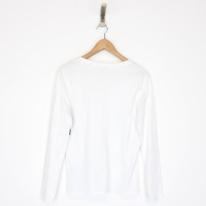 Armani Jeans White V-Neck Long Sleeve T-Shirt
