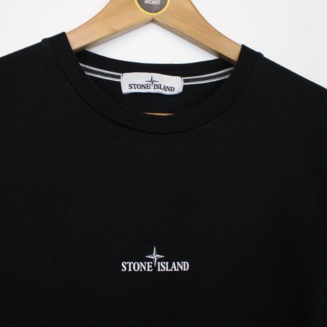 Stone Island SS 2020 Logo Print Black and White Short Sleeve T-Shirt