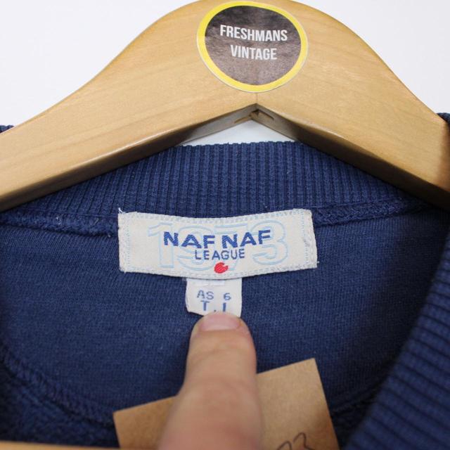 Vintage 90s Naf Naf Navy Blue Spellout Sweatshirt Jumper