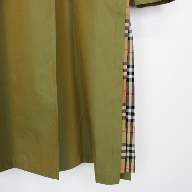 Burberry Green Nova Check Side-Slit Single Breasted Belted Gabardine Trench Coat
