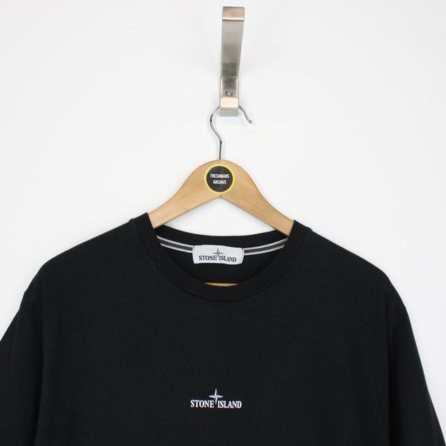 Stone Island SS 2020 Logo Print Black and White Short Sleeve T-Shirt