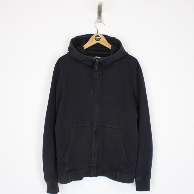 CP Company Navy Blue Cotton Full Zip Goggle Hoodie Jumper