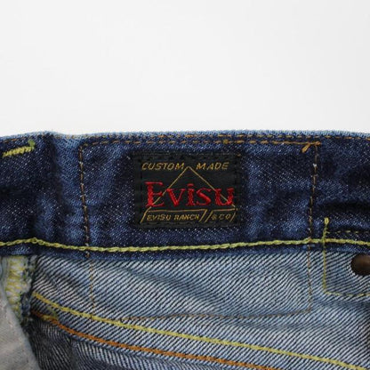 Evisu Navy Blue and Grey Gull Denim Jean Shorts