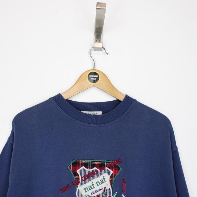 Vintage 90s Naf Naf Navy Blue Spellout Sweatshirt Jumper