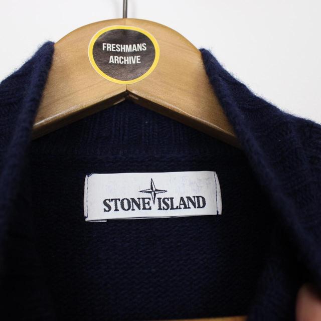 Stone Island AW 2017 Navy Blue Wool Knit 1/4 Zip Jumper