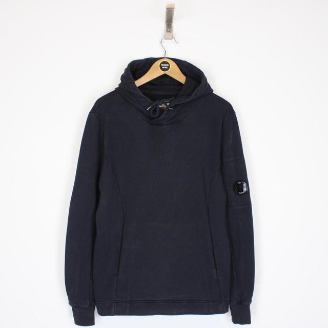 CP Company Navy Blue Cotton Goggle Hoodie Jumper