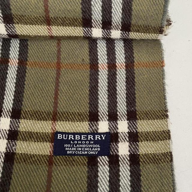 Vintage 90s Burberry Green Nova Check Lambswool Scarf