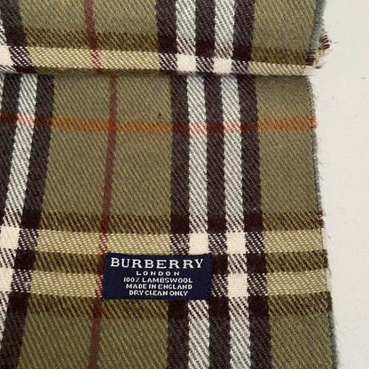 Vintage 90s Burberry Green Nova Check Lambswool Scarf