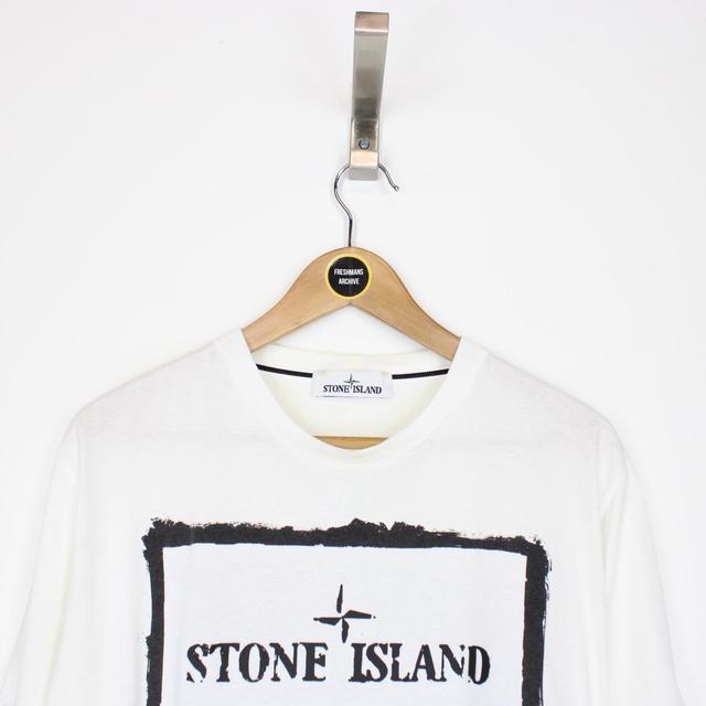 Stone Island SS 2021 Logo Print White and Black Short Sleeve T-Shirt