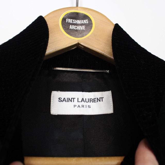 Saint Laurent Dark Green Teddy Logo Velvet Bomber Jacket