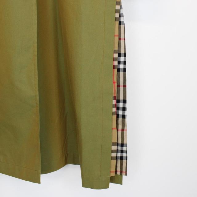 Burberry Green Nova Check Side-Slit Single Breasted Belted Gabardine Trench Coat