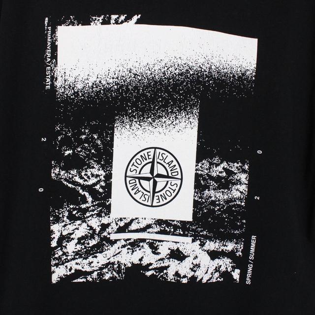 Stone Island SS 2020 Logo Print Black and White Short Sleeve T-Shirt