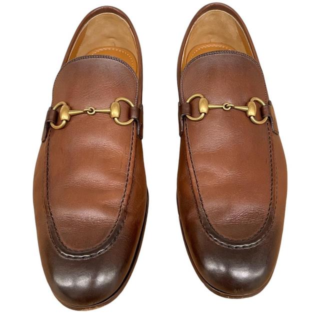 Gucci Jordan Brown Leather Horsebit Loafers