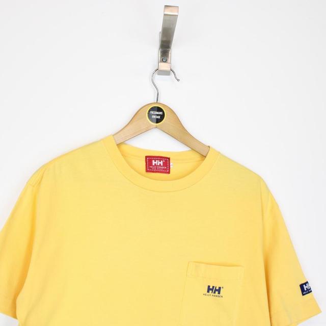 Vintage 90s Helly Hansen Sea Gear Yellow Spellout Short Sleeve T-Shirt