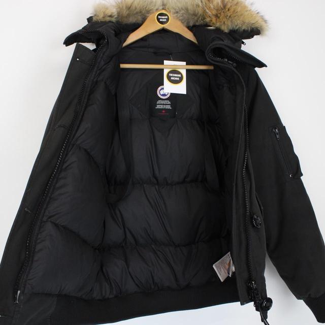 Canada Goose Black Chilliwack Bomber Down Jacket with Fur Trim