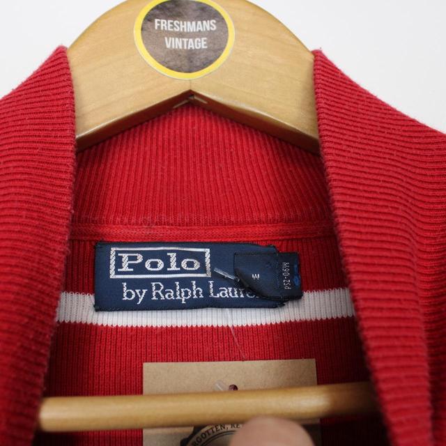 Vintage Polo Ralph Lauren Red and White 1/4 Zip Sweatshirt Jumper