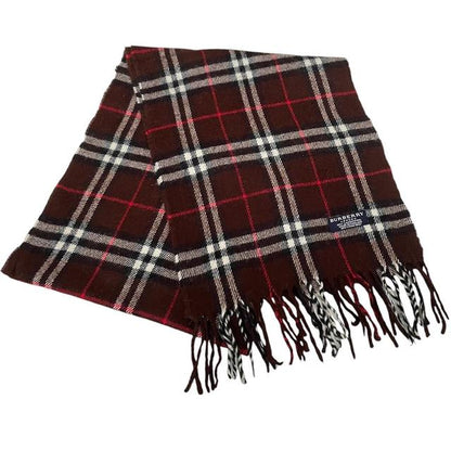 Vintage 90s Burberry Brown Nova Check Lambswool Scarf