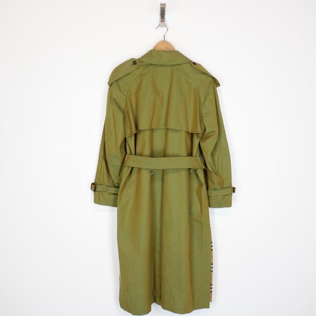 Burberry Green Nova Check Side-Slit Single Breasted Belted Gabardine Trench Coat