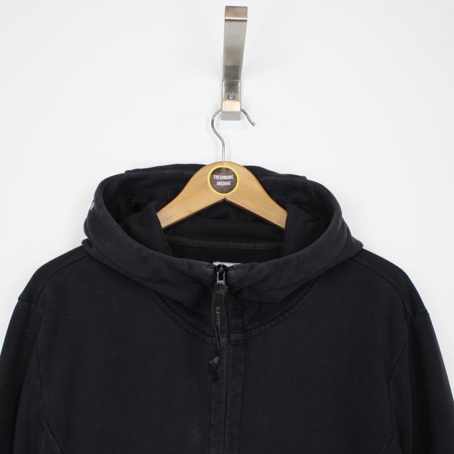 CP Company Navy Blue Cotton Full Zip Goggle Hoodie Jumper