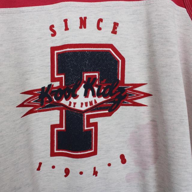 Vintage 90s Puma Grey and Red Spellout Sweatshirt Jumper
