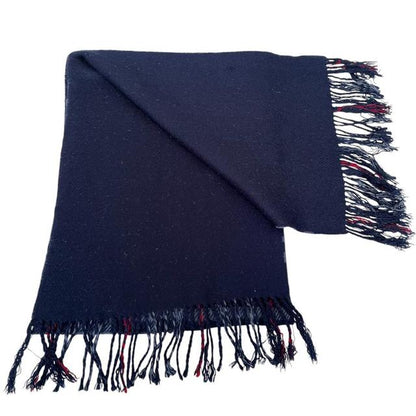 Vintage 90s Burberry Navy Blue Nova Check Lambswool Scarf