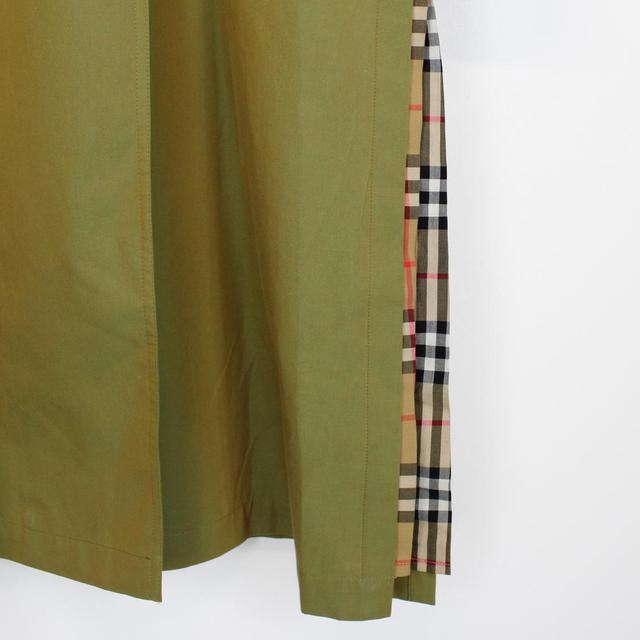 Burberry Green Nova Check Side-Slit Single Breasted Belted Gabardine Trench Coat