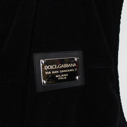Dolce &amp; Gabbana Black Quilted Corduroy Hooded Gilet / Bodywarmer